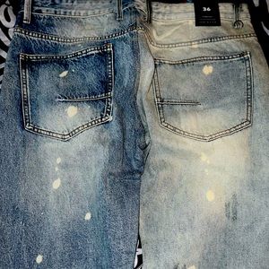 Two Tone Bleach Spotted Straight Heavyweight Fashion Nova Jeans Sz 36